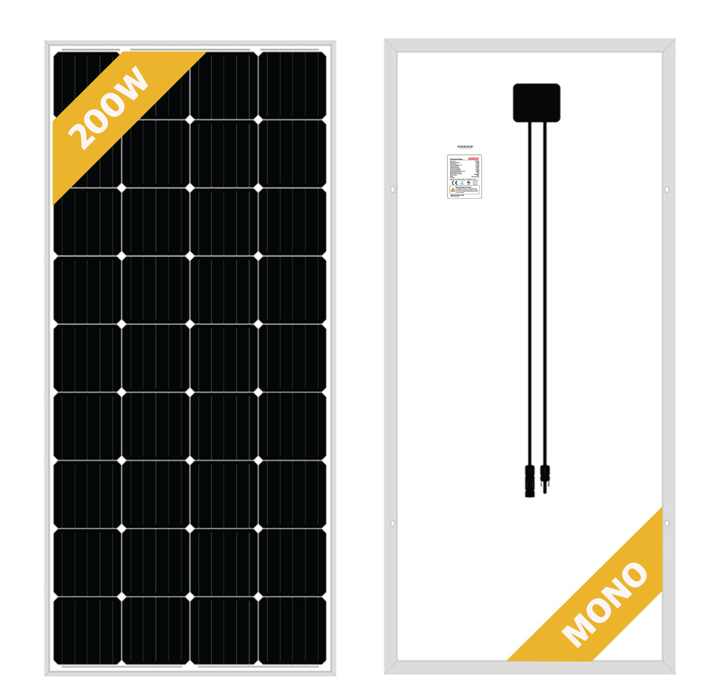 200 Watt Solar Panel | High Efficiency 12V Monocrystalline (20% Efficiency) | 25-Year Power Output Warranty
