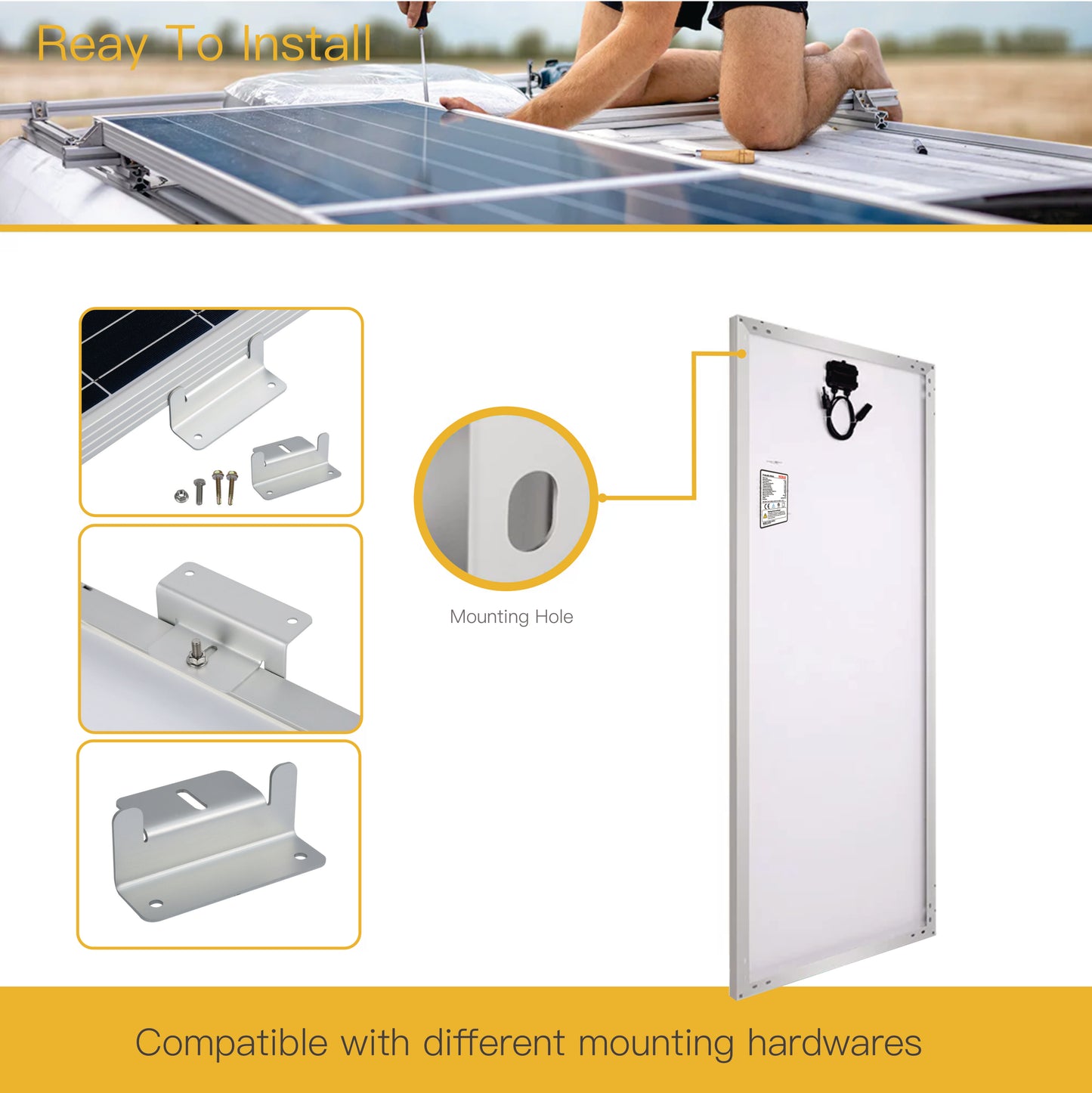 200 Watt Solar Panel | High Efficiency 12V Monocrystalline (20% Efficiency) | 25-Year Power Output Warranty