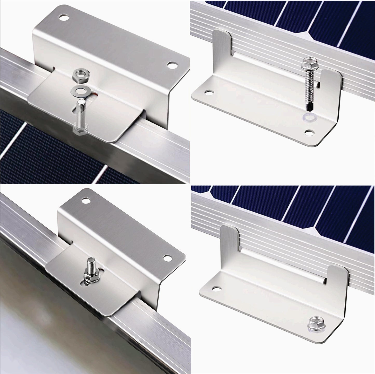 Solar Panel Mounting Z Brackets Lightweight Aluminum Corrosion-Free Construction for RVs, Trailers, Boats, Yachts, Wall and Other Off Gird Roof Installation, one set of 4 Units,Gray