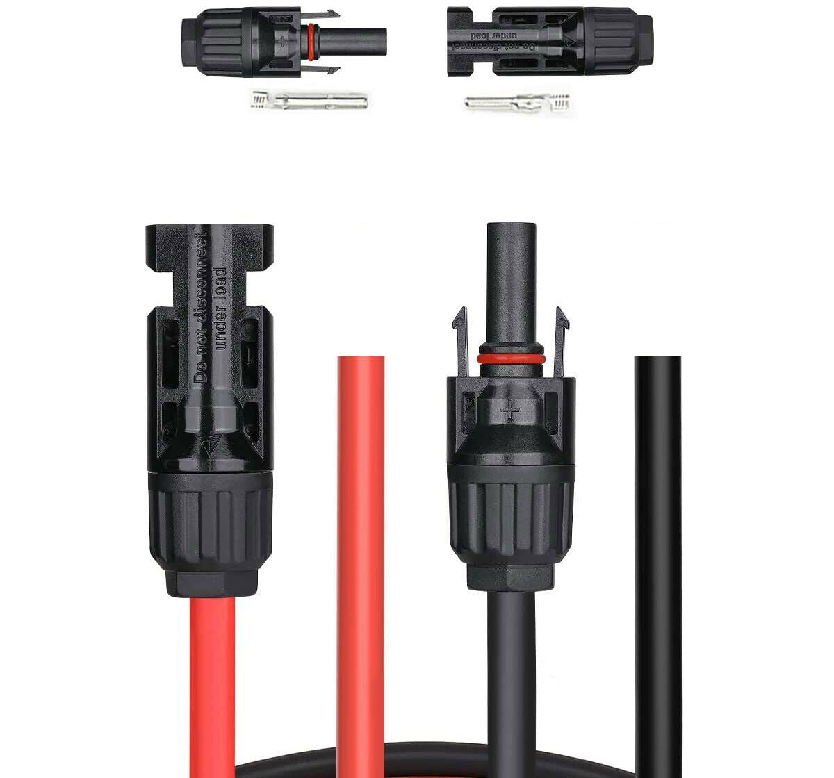 One Pair Black + Red Solar Panel Extension Cable PV Wire with connectors 10AWG